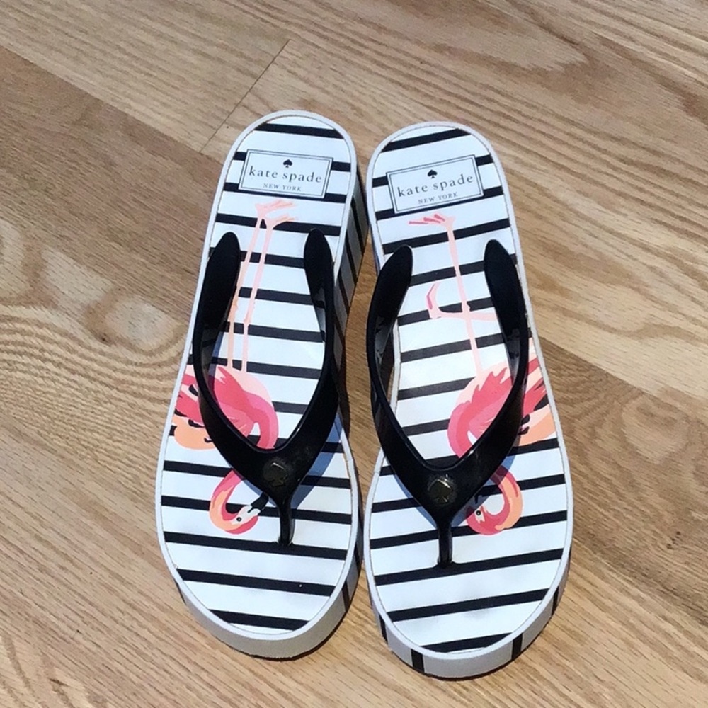 Kate Spade Black and White Striped Sandals